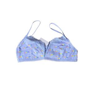 NWT Savage Fenty Rainbow Logo Print Bralette Lavender Soft Lace Spaghetti Medium